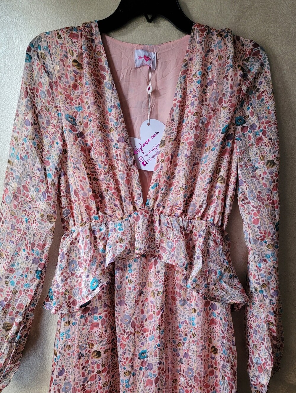 NWT BUDDY LOVES EDEN FLORAL METALLIC DRESS - Picture 5 of 7
